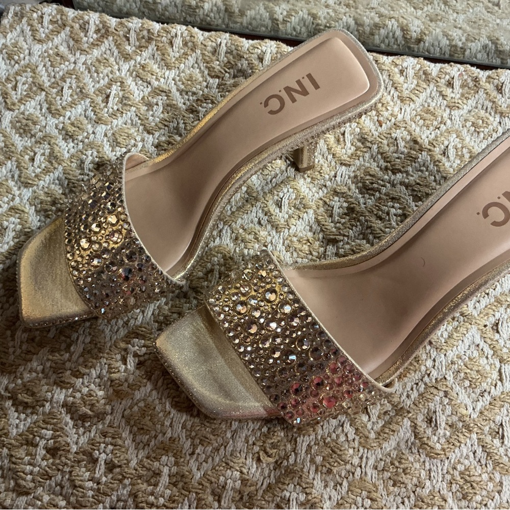 INC International Concepts Women's Gold Sparkling Heels
